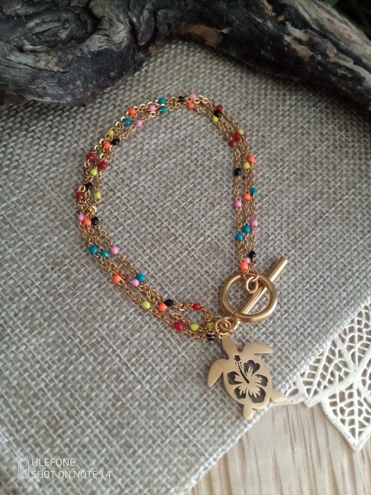 Bracelet coloré et tortue en acier inoxydable – photo 2